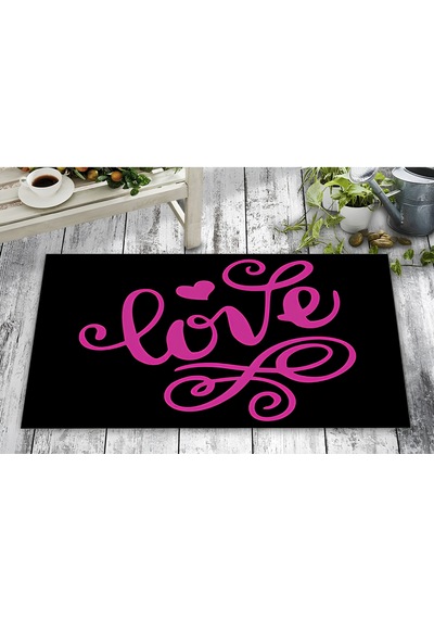 Kapı Önü Paspası 40x70 Cm Dekoratif Dijital Baskılı, Kaymaz Pvc Tabanlı, Dış Kapı Paspası Pembe
