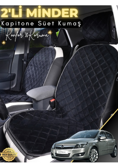 Opel Astra H Uyumlu 2'li Süet Oto Koltuk Minderi Terletmez Universal Su Geçirmez A2 Siyah