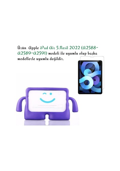 Apple Ipad Air 5.nesil 2022 10.9" A2588-a2589-a2591 Ile Çocuklar Için Kollu Tablet Kılıfı Arka Kapak