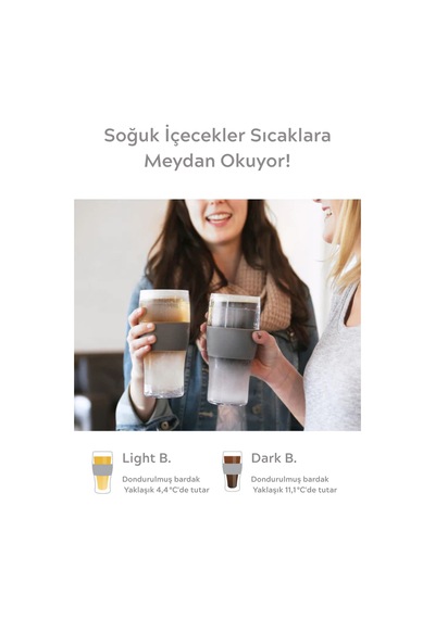 Çift Cidarlı 470 Ml Dondurulabilir Soğuk İçim Meşrubat Bira Kokteyl Buzluk Bardak Mıt1345 Şeffaf