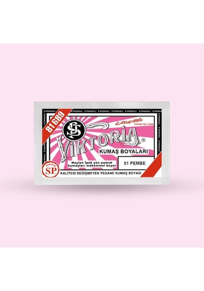 Viktoria Kumaş Boyasi 01 Pembe - 3 Paket Boya + 2 Paket Fiske Çok Renkli