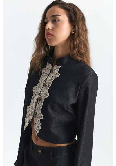 Antioch Dantel Detaylı Kısa Ceket Antrasit