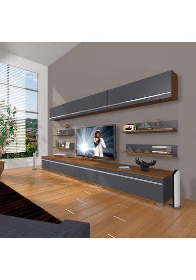 Decoraktiv Eko 8y Mdf Tv Ünitesi Tv Sehpası Ceviz - Antrasit