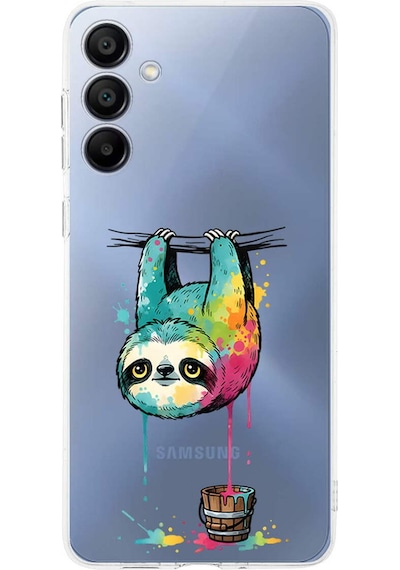 Samsung Galaxy A15 İle Uyumlu Splash Tembel Hayvan Tasarımlı Şeffaf Silikon Kılıf Şeffaf