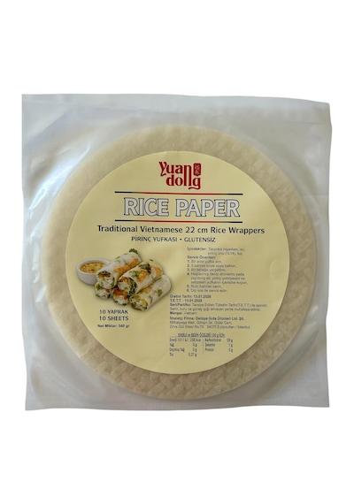 Yuandong Pirinç Yufkası 10 Yaprak 22 Cm, Rice Paper Glutensiz