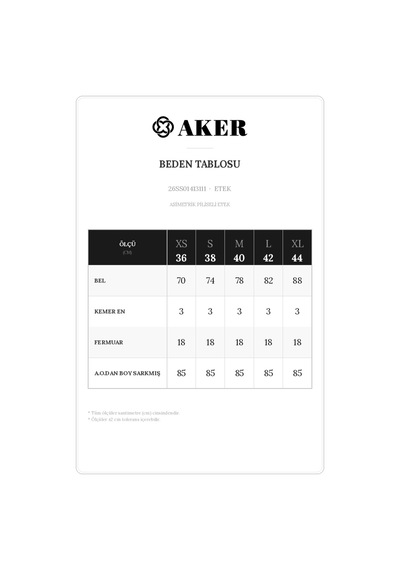 Aker Siyah Asimetrik Piliseli Etek Siyah Siyah