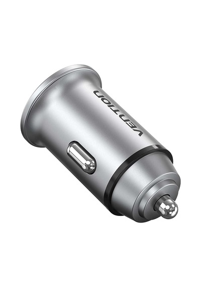 Vention 30w Çift Portlu Type-c Ve Usb-a Alüminyum Hızlı Araç Şarj Cihazı - Gri