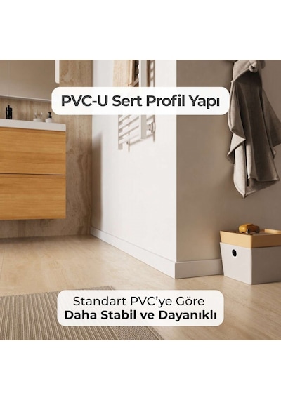 Sempla Suya Dayanıklı Pvc Süpürgelik 8 Cm - Beyaz - Smp701 - 2.40 M