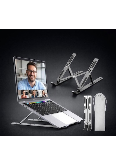 Ayarlanabilir Ve Katlanabilir Laptop Tablet Standı Kademeli Yükseklik Ayarı Kaymaz Taşınabilir Stand