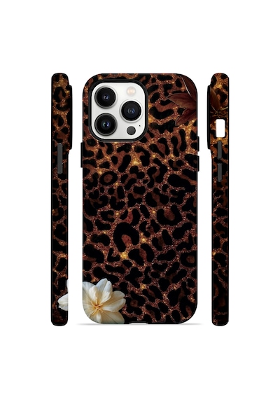Velvoria Valestra Koyu Leopar Çiçek Apple iPhone Uyumlu 14 Pro Darbe Korumalı Kılıf Valestra Select - Koyu Leopar Çiçek