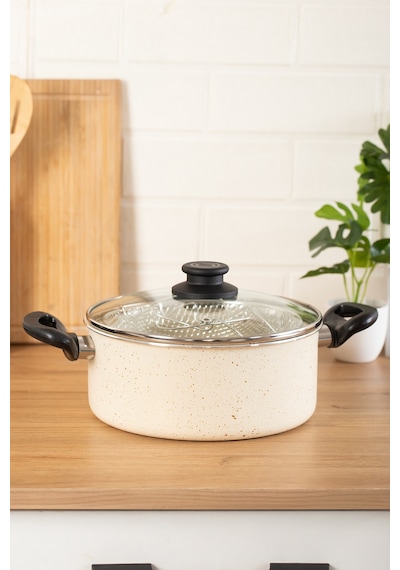 Porsima 4404 3 Parça Granit Kızartma Cips Tenceresi 22cm 2lt Krem