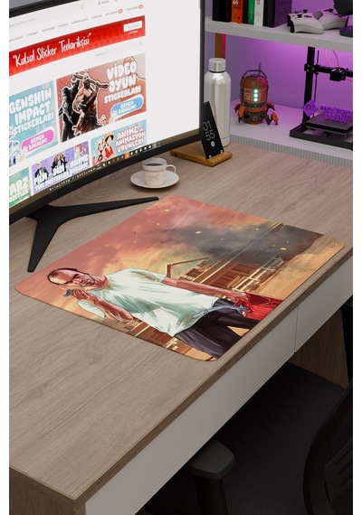 Gta 5 Kaymaz Dikişli Kauçuk Oyuncu Mousepad V3 - 48x40 Xl Gaming Mouse Pad Fare Altlığı