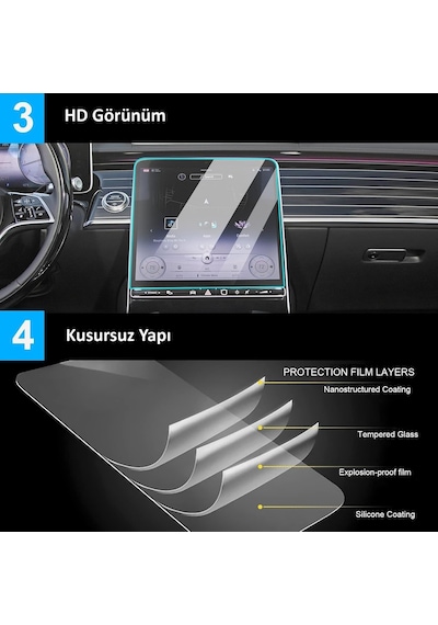 Tesla Model Y Juniper Uyumlu 2025 Model 15.4 İnç Multimedya Ekran Ve 8 İnç Dokunmatik Ekran 9h Standart