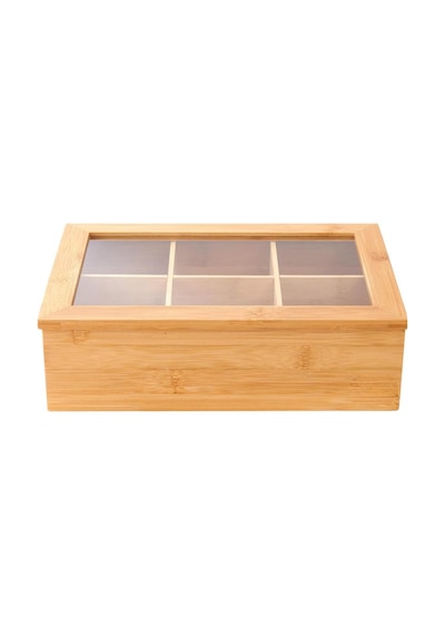 Bambu Organizer Kutu Takı Aksesuar Kutusu, Çay Kutusu 6 Bölmeli