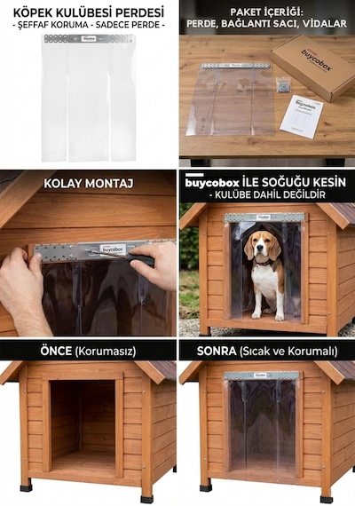 Buycobox Köpek Kulübesi Kapısı İçin Şeffaf Perde Xs-22x35cm, S-32x45cm, M-38x60cm, L-40x70cm, Xl-55x70cm, 2xl-70x100cm