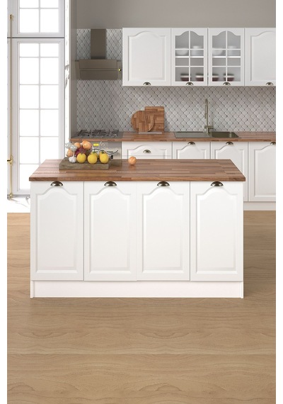 160 Cm %100 Mdf Greena White Ada Mutfak, Modern Mutfak Adası, Mutfak Yemek Masası, Bar Masası Beyaz