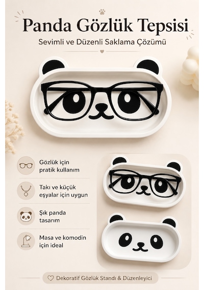 Panda Gözlük Tepsisi Dekoratif Gözlük Standı Takı Ve Küçük Eşya Düzenleyici 3d Baskı