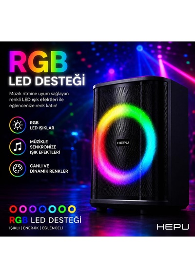 Hp-979 Partybox Bluetooth Hoparlör 8 Hoparlör 40w Güç Rgb Işık Tws Destekli