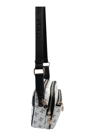Silver & Polo Silver Polo Beyaz - Siyah Monogram Kadın Çapraz Çanta Sp1162