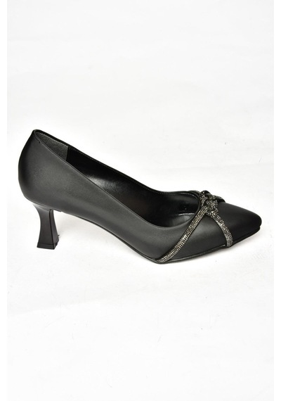 Fox Shoes S246061604 Siyah Kumaş Kalın Topuklu Kadın Abiye Ayakkabı Siyah