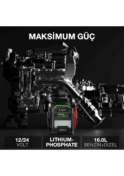 Lokithor J10000hd 12v/24v 10.000amp Lifepo4 Akıllı Akü Takviye + Powerbank + Led Lamba