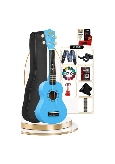 Midex UKX-901BL Mavi Soprano Ukulele (Askı Çanta Metod Pena)