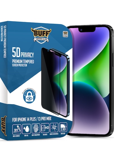 Buff Apple iPhone Uyumlu  14 Plus - 2x5d Ekran Koruyucu + Şeffaf Kılıf + Lens Koruyucu Privacy Hayalet