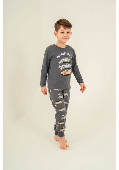 Rolypoly Erkek Çocuk The Best One Gri Uzun Kol Pijama Takım Rp3874-c-v2 Rp3874-c-v2