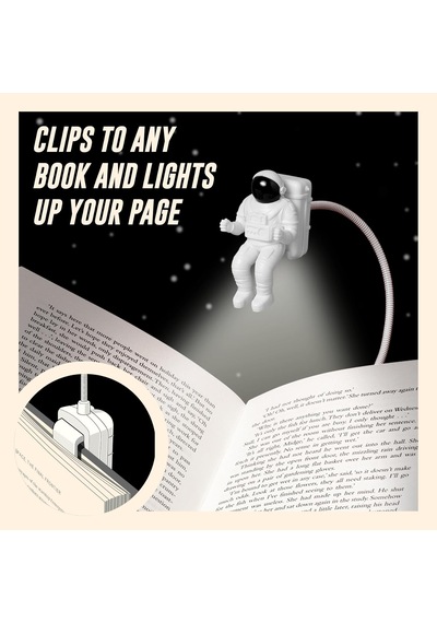 If Spaceman Astronot Figürlü 2 Led'li Klipsli Kitap Okuma Lambası Beyaz