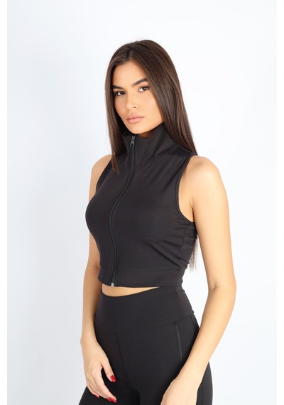 Soft&Basic Kadın Boydan Fermuarlı Siyah Günlük Spor Rahat Bralet Siyah