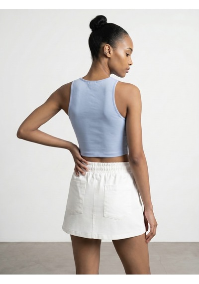 Dilvin 32941 Halter Yaka Crop Top-açık Mavi