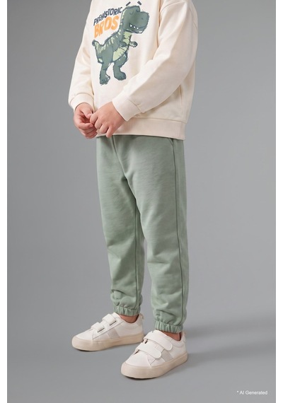 Defacto Dinozor Baskılı Sweatshirt Üst Lastikli Paça Alt 2li Takım Erkek Bebek H8482a526auer118 Ekru-er118