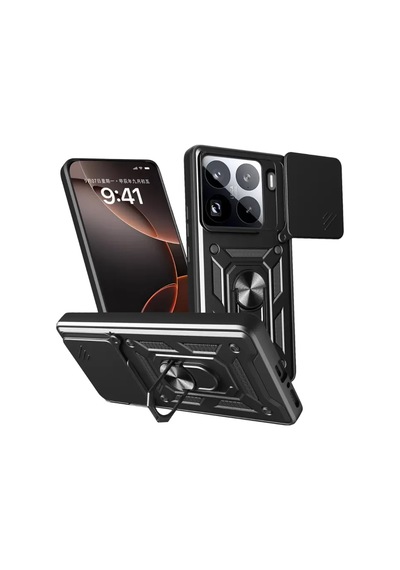 Newface Xiaomi Mi 15 Pro Kılıf Pars Lens Yüzüklü Silikon - Siyah