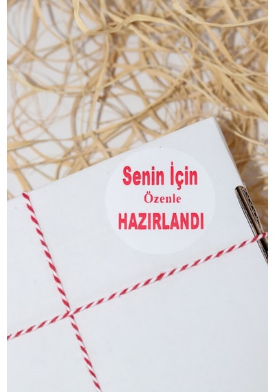 Senin Için Özenle Hazırlandı Beyaz 50 Mm Yuvarlak Yapışkanlı Sticker Etiket 100 Adet