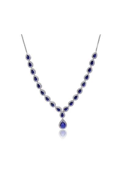 Safir Taşlı Damla Model 925 Ayar Gümüş Kadın Dörtlü Set 201025663