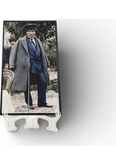 Atatürk Masaüstü Ahşap Tablo - Kabartmalı Baskı Şık Hediyelik 9x16 Cm No 1 Çok Renkli