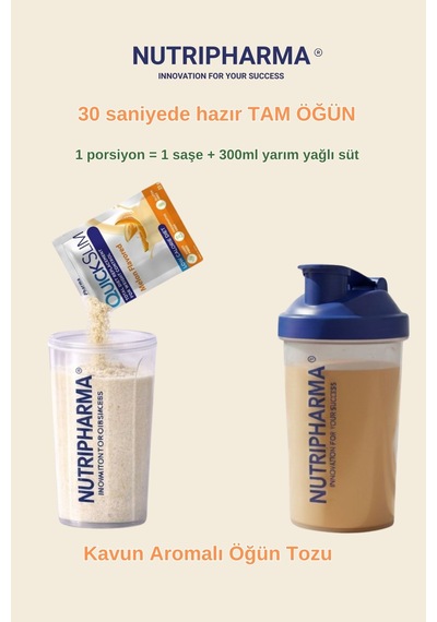 Nutripharma Quick Slim Whey Proteinli Öğün Tozu - Kavun Aromalı 30 Saşe + Shaker