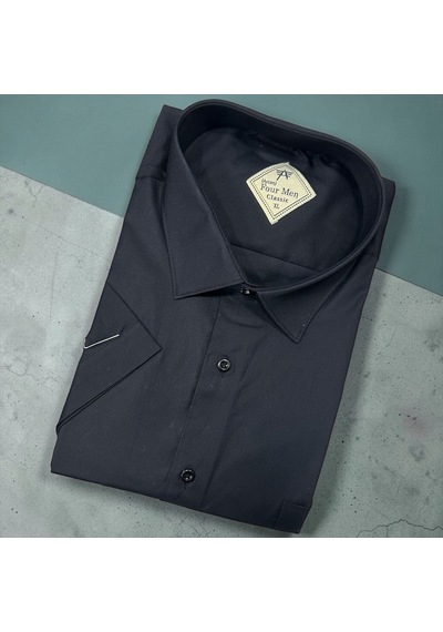 Eren Style Linen Keten Klasik %100 Cotton Kısa Kollu Terletmeyen Gömlek Siyah