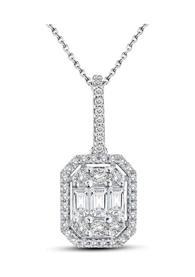 Modern Tasarım 0.75 Ct Baget Kare Tektaş Kolye