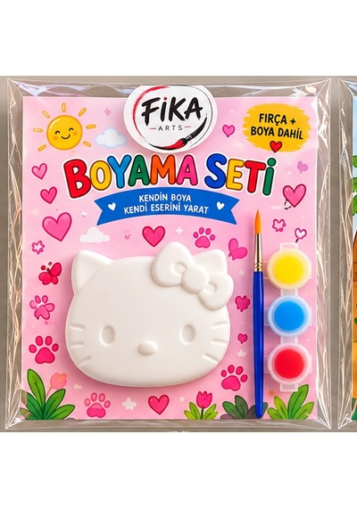 Kedi Boyama Seti Rölyef Taş Tozu Figür Boyama Seti