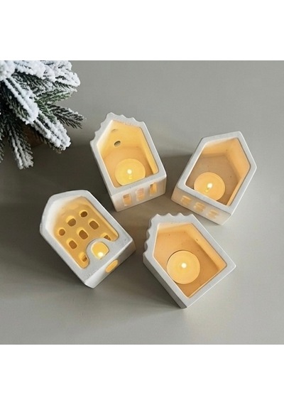 Dörtlü Mini Ev Silikon Kalıp 5.3x2.5 Cm
