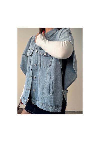 Blue Marlın Oversize Buz Kar Yelek/panço Buz Kar