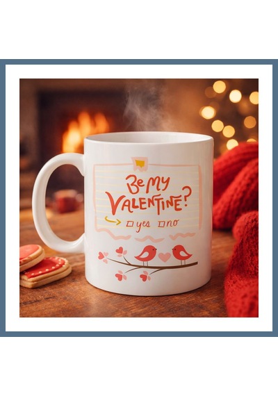 Buradabulabilirsin Be My Valentine Porselen Kupa Model 7 - Sevgililer Günü Hediyesi-aşk Temalı Sevimli Kupa Bbz Çok Renkli