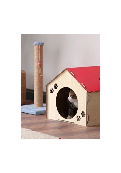 Ahşap Demonte Kedi Evi Evcil Hayvan Yuvası