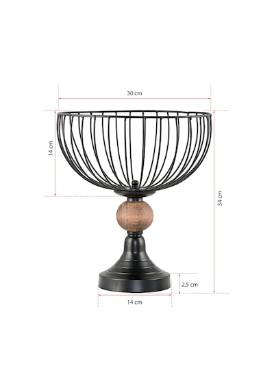 Metal Tel Meyvelik Siyah-ahşap Detaylı