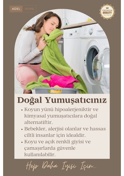 %100 Yün Kurutma Topları 6'lı Paket + Keten Saklama Torbası