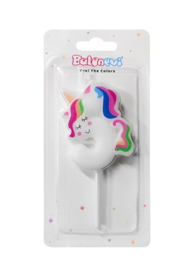 Beyaz 5 Rakamı Unicorn Figür Parti Mumu