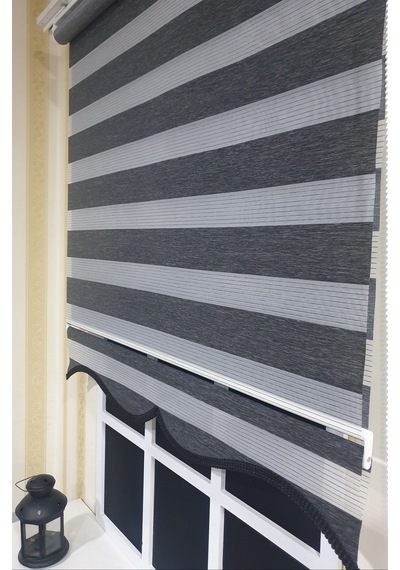 Zebra Stor Perde Organze Siyah Kırçıl Etek Dilimli Stb904