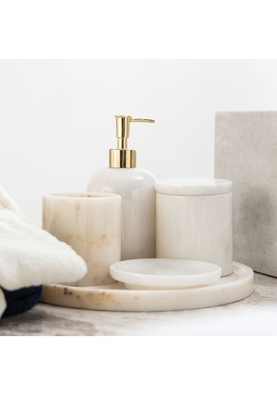 Marble Beyaz 5'li Banyo Seti Beyaz