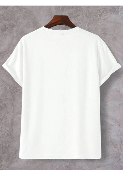 Palmiye T-shirt - Beyaz Baskılı Oversize Bisiklet Yaka Kısa Kol Tişört Beyaz